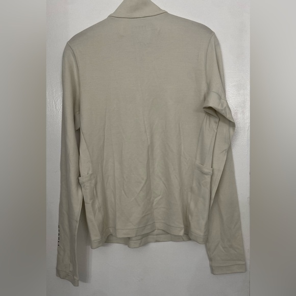 NOBULL Quarter Zip Pullover Merino Wool Blend Long Sleeve Top Cream Size Medium - Picture 6 of 6